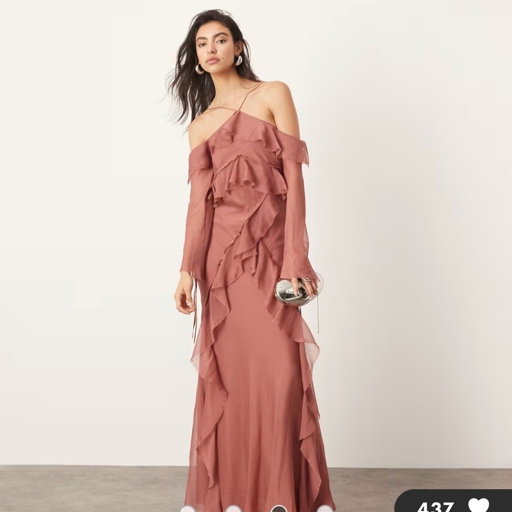Elegant Asos Mauve Off-Shoulder Dress